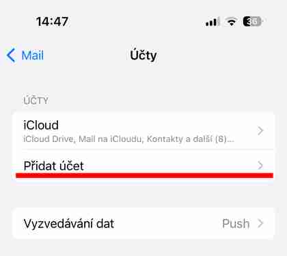 Nastavení: iPhone Mail krok č.3